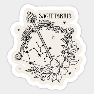 Sagittarius Zodiac Sign Floral Sticker